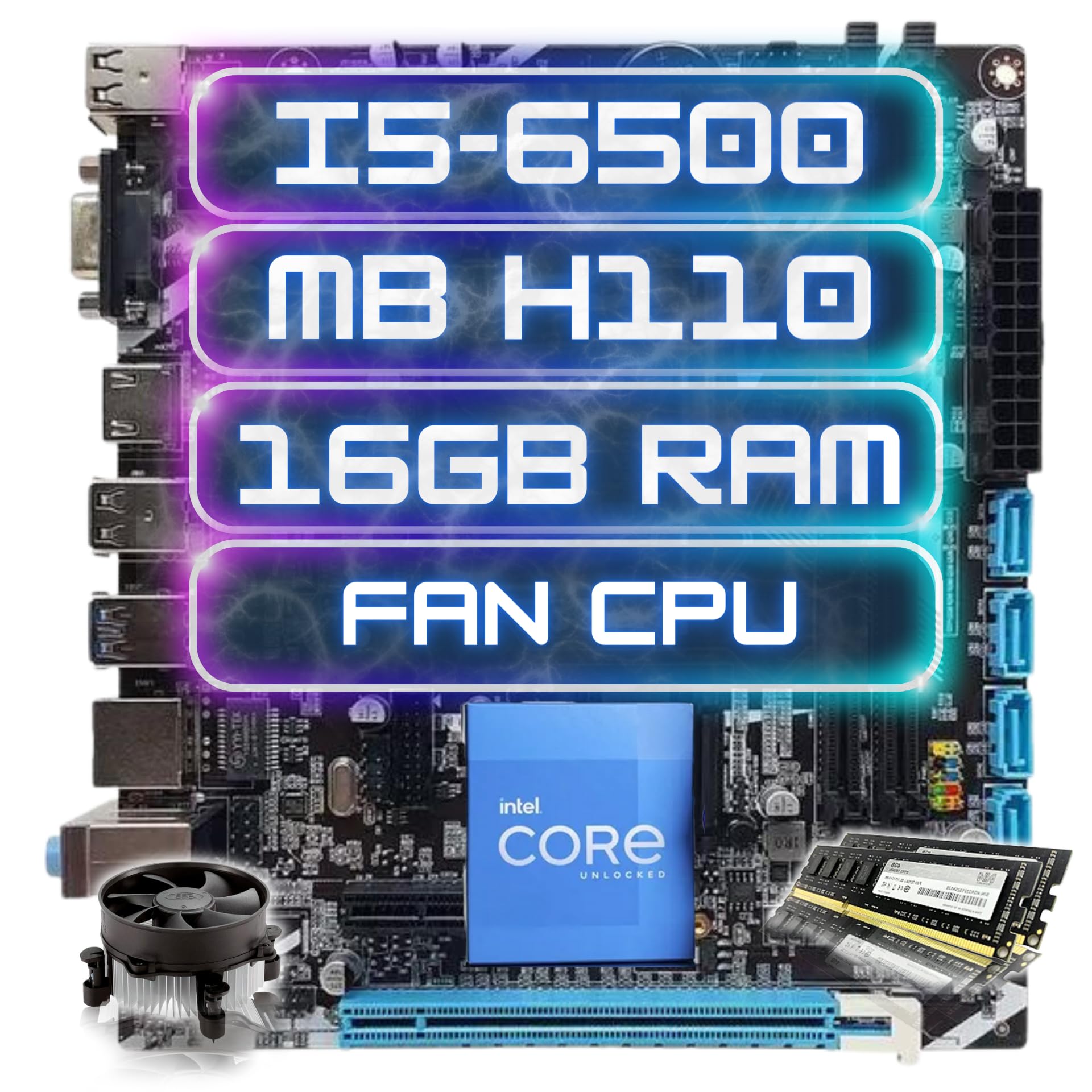 Intel i5 6500 2枚　6400 3枚 Kit Gamer Upgrade Intel i5-6500 + Placa Mãe H110 + 16GB RAM